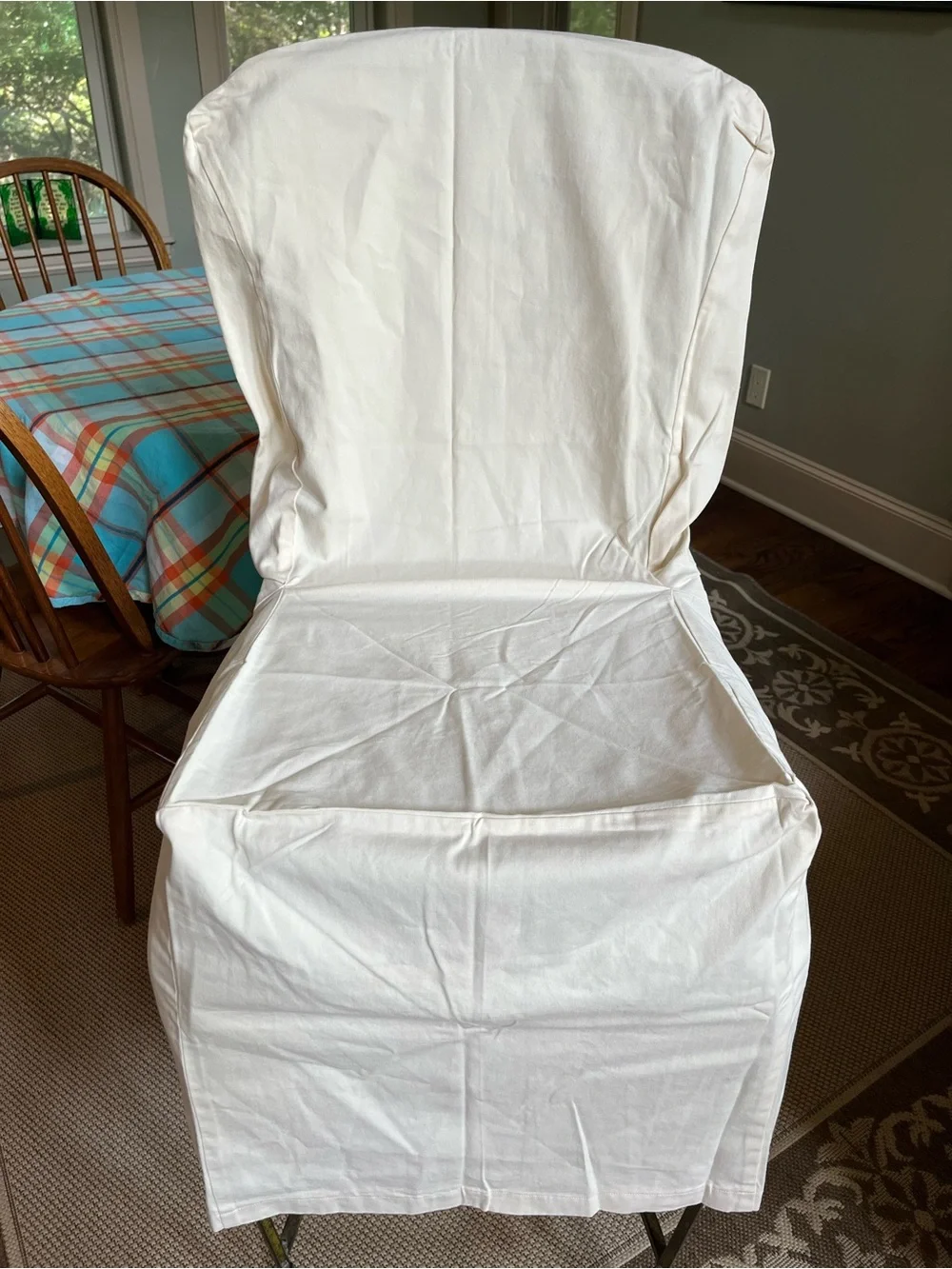 Pottery Barn Loose Fit Dining Chair Cover Side Kitchen Cotton Twill Ivory NWOT